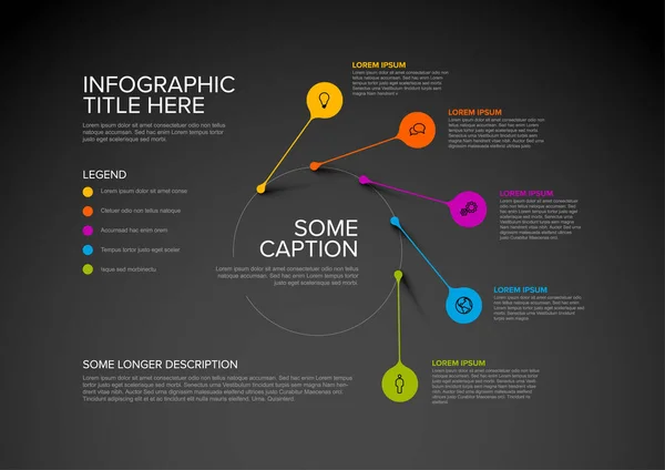 Vector Multipurpose Infographic Template Made Pointers Circle Path Icons Descriptions — Stock Vector