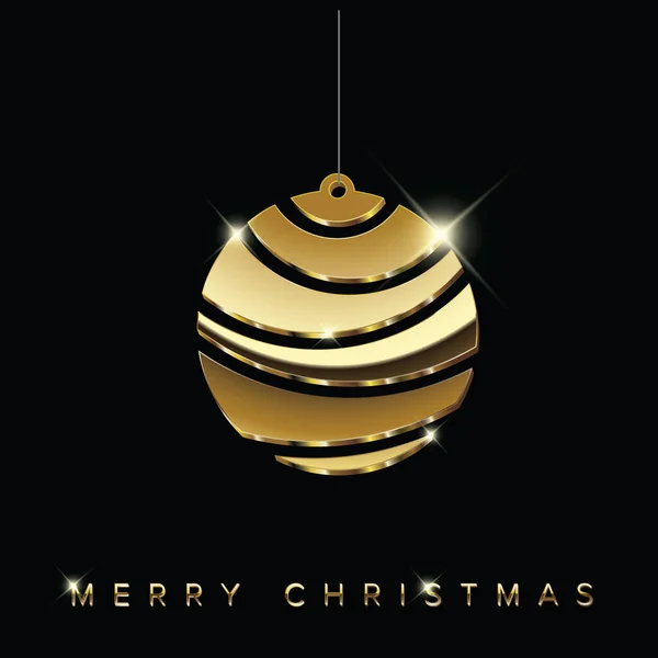 Eenvoudige Vector Kerstkaart Met Abstracte Gouden Kerstbol Decoratie Gemaakt Van — Stockvector