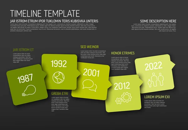 Modèle Vectoriel Infographie Rouge Horizontal Timeline Fabriqué Partir Bulles Carrées — Image vectorielle