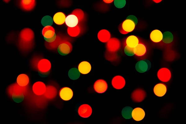 Świąteczny Nastrój Kolorowe Światła Ciemności Efekt Bokeh Eleganckie Świateł Girlanda — Zdjęcie stockowe