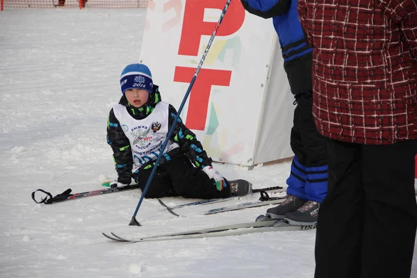 전체-러시아어 대량 스키 레이스 스키 러시아입니다. 누구를 위한 스포츠 휴가 — 스톡 사진