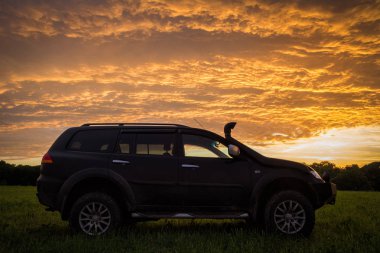 SUV Mitsubishi Pajero spor, Moskova, Rusya Federasyonu. 06-19-2016