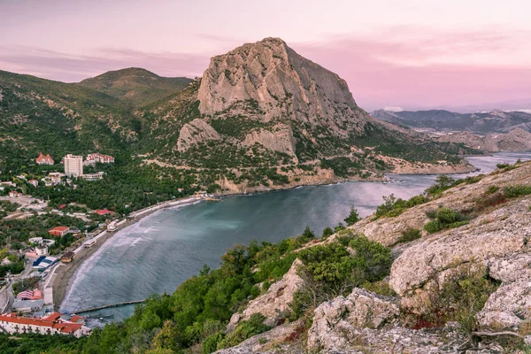 Sonnenuntergang Beim Dorf Novyi Svit Neues Licht Stadtbezirk Sudak Die — Stockfoto