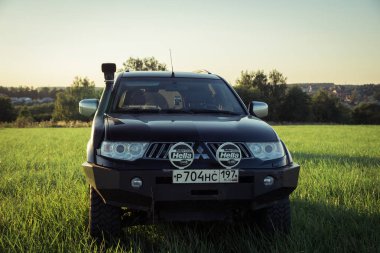 SUV Mitsubishi Pajero spor, Moskova, Rusya Federasyonu. 31 Temmuz 2018