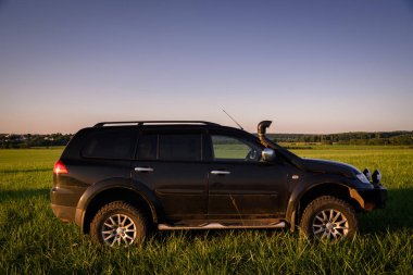 SUV Mitsubishi Pajero spor, Moskova, Rusya Federasyonu. 31 Temmuz 2018