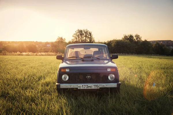 Azul Soviético Ruso Suv Lada Niva Vaz 2121 21214 Moscú — Foto de Stock