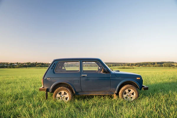 Azul Soviético Ruso Suv Lada Niva Vaz 2121 21214 Moscú — Foto de Stock