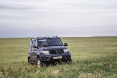SUV Uaz vatansever. Kalmıkya, Rusya. 3 Ağustos 2018