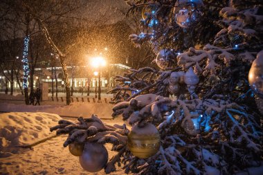 Noel ve yeni yıl önce kış Moskova. Moskova, Rusya. 24 Aralık 2016