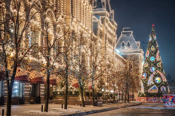 Зима Москве Перед Рождеством Новым Годом Гум Красная Площадь Москва — стоковое фото