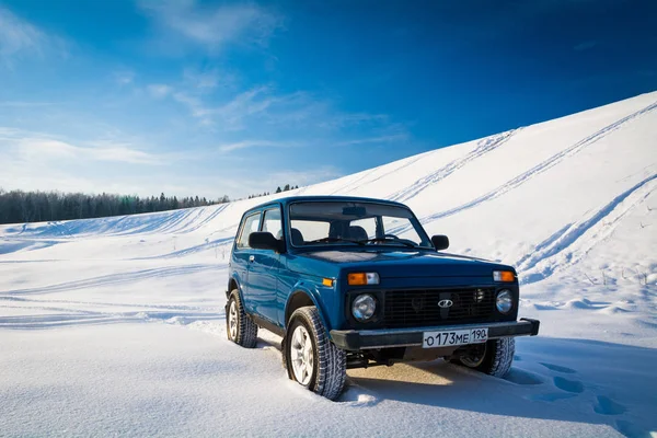 Moskova Rusya Ocak 2014 Rus Road Araç Lada Niva — Stok fotoğraf