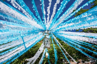 Valldemossa, Mallorca, Balearic Islands, İspanya - 21 Temmuz 2013: Bayram St Catalina Thomas (Catherine of Palma) şehir Valldemossa hamisi 