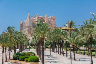 Palma de Mallorca, Balear Adaları, İspanya - 21 Temmuz 2013: Cathedral St. Mary Palma (katedral de Santa Maria de Palma de Mallorca)