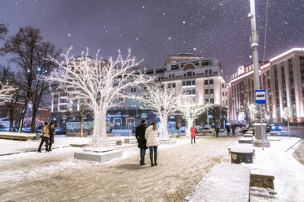 Moskwa Rosja Grudnia 2018 Moskwa Zimą Przed Boże Narodzenie Nowy — Zdjęcie stockowe