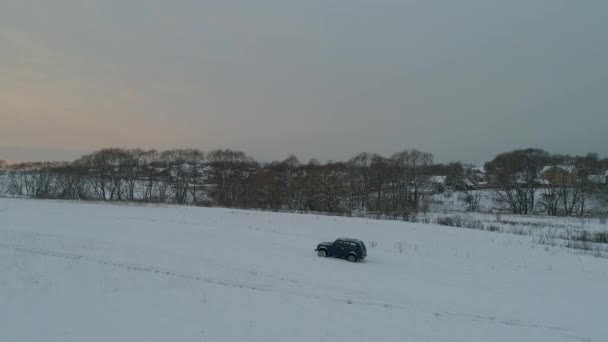 Moscow Oroszország December 2018 Kék Orosz Terepjáró Autó Lada Niva — Stock videók