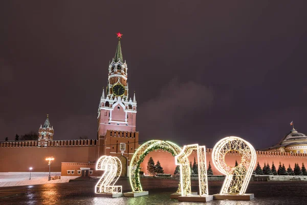 Roter Platz Moskau Russland Dezember 2018 Spasskaja Turm Und 2019 — Stockfoto