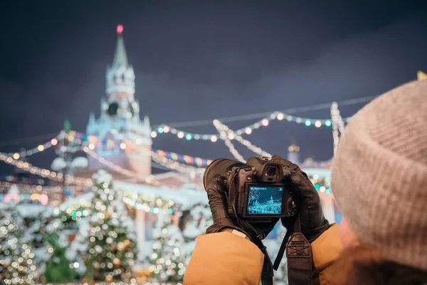 Красная Площадь Москва Россия Декабря 2018 Года Фотограф Снимает Новый — стоковое фото