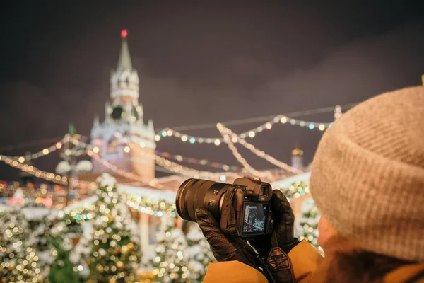 Красная Площадь Москва Россия Декабря 2018 Года Фотограф Снимает Новый — стоковое фото