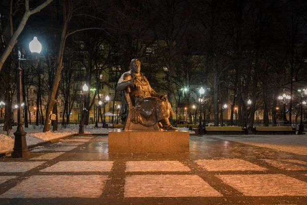 Moscú Rusia Enero 2018 Monumento Iván Andréievich Krylov Cerca Los — Foto de Stock