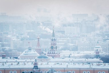 Moskova, Rusya - 9 Ocak 2019: Görünüm işçinin Kulesi ve Moskova'da yerleşim alanları