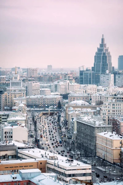 Moskova Rusya Ocak 2019 Triumfalnaya Meydanı Bahçe Yüzük Oruzheyny Gökdelen — Stok fotoğraf