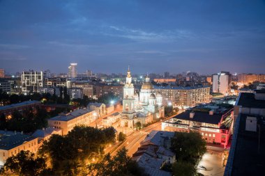 Moskova, Rusya - 20 Temmuz 2018: Epiphany Katedrali, Yelokhovo, Moskova Patrik vicarial Kilisesi olduğunu