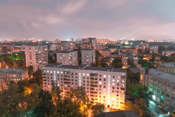 Moskova Rusya Temmuz 2018 Moskova Nın Uyku Bölgesinin Gece Manzarası — Stok fotoğraf