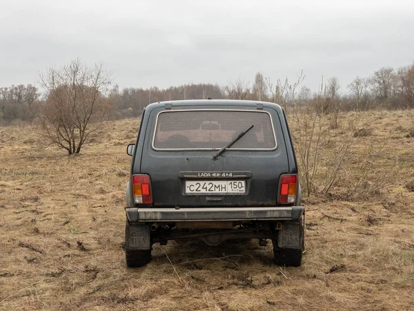 Moscú Rusia Diciembre 2018 Black Russian Road Car Lada Niva — Foto de Stock