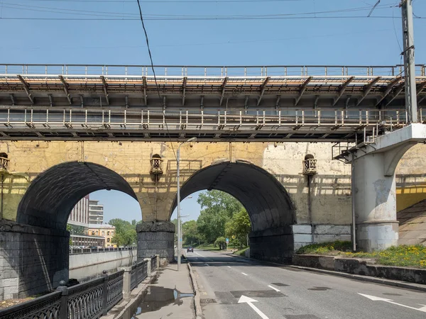 Moscú Rusia Mayo 2019 Andronikov Viaducto Nuevo Puente Ferroviario Dirección — Foto de Stock