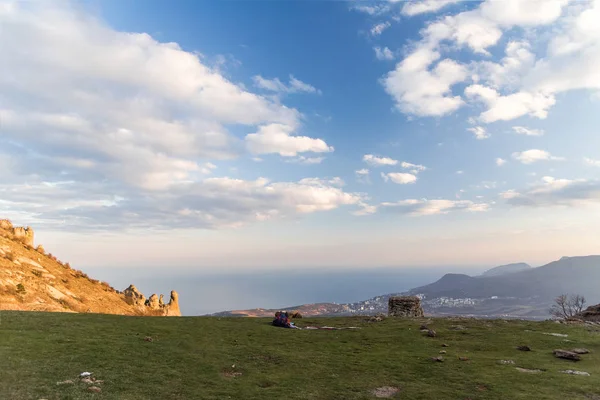 Cordillera Demerdzhi Los Rayos Del Sol Poniente República Autónoma Crimea —  Fotos de Stock