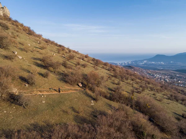 Paprscích Zapadajícího Slunce Pohoří Demerdzhi Autonomní Republika Krym — Stock fotografie