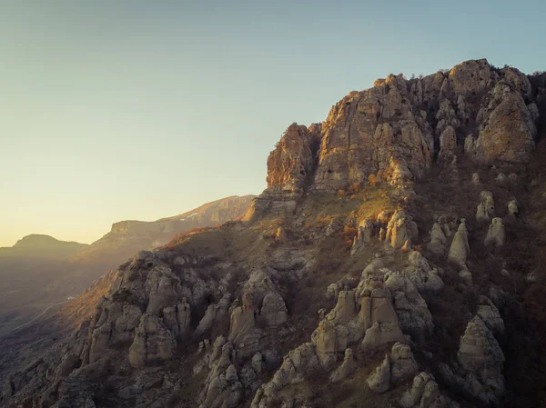 Cordillera Demerdzhi Los Rayos Del Sol Poniente República Autónoma Crimea — Foto de Stock