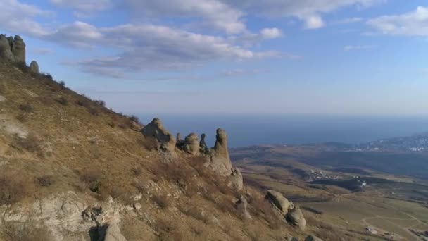 Demerdji Alushta República Crimea Abril 2019 Vista Mágica Cordillera Demerdzhi — Vídeo de stock