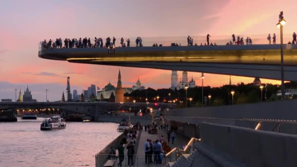 Moscou Russie Juillet 2019 Pont Volant Moscou Coucher Soleil Près — Video