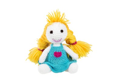 Bebek tığ işi. El yapımı şirin örgü bebek. Amigurumi oyuncak.