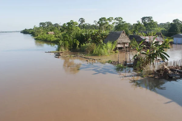 Peru Dél Amerikában Amazonas Táj Tipikus Indián Törzsek Település Amazon — Stock Fotó