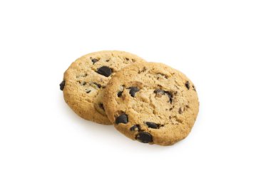 Çikolatalı kurabiye izole üzerinde beyaz arka plan yığını. Tatlı ev yapımı bisküvi.