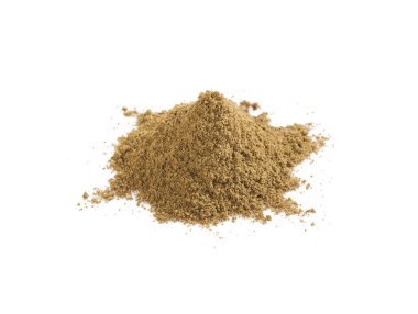 Beyaz arka plan üzerinde izole kimyon tozu yığını. Zemin kimyon yığını.