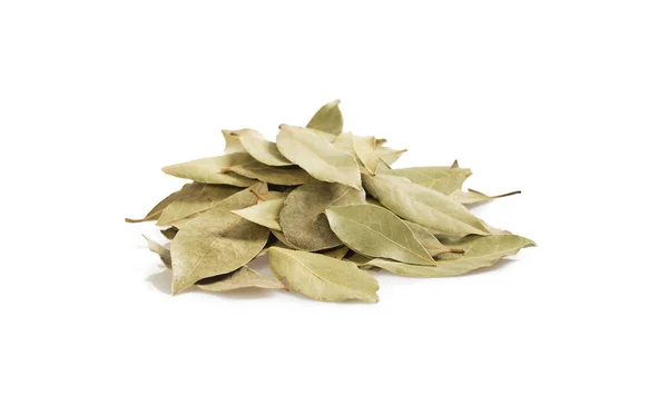 Dried Bay Leaves Pile Isolated White Laurel Leaves Heap — Stock Photo, Image