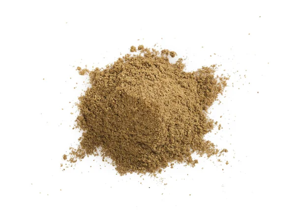 Pile Cumin Powder Isolated White Background Heap Ground Caraway — Stock Photo, Image