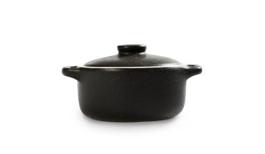 Beyaz izole pot pişirme. Siyah renk dışında ve içinde beyaz. Pot pişirme.