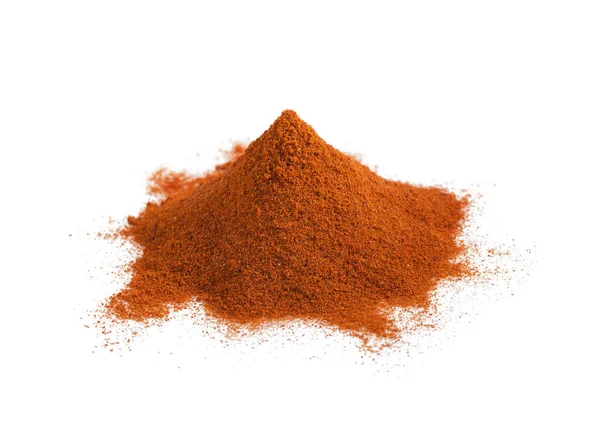 Högen Röda Marken Paprika Isolerad Vit Bakgrund Högen Hot Chili — Stockfoto