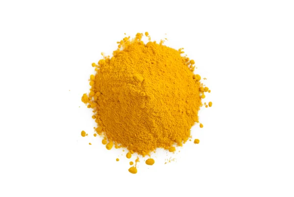 Pulbere Turmeric Izolată Alb Curcuma Condiment — Fotografie, imagine de stoc