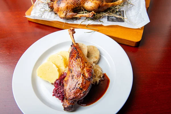 Roast goose / duck with dumplings, cabbage for Thanksgiving