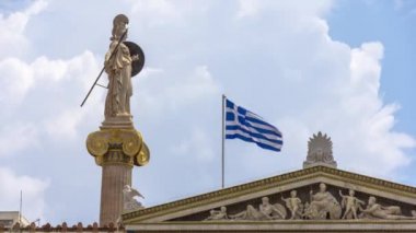 4 k Yunan Tanrıça Athena heykeli timelapse, Yunanistan