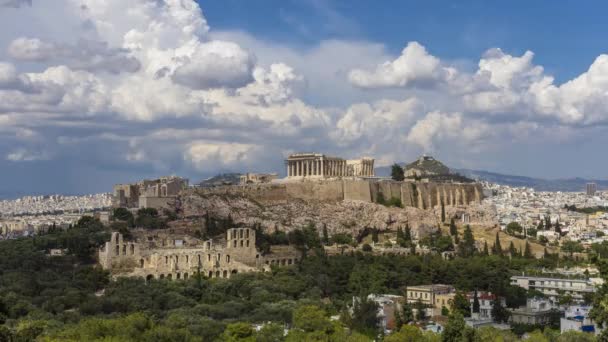 Timelapse Acrópolis Atenas Con Templo Parthenon — Vídeos de Stock