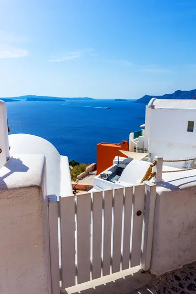 Santorini Grecia Pintoresca Vista Las Tradicionales Casas Cicládicas Oia Santorini —  Fotos de Stock