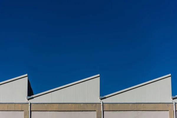 View Factory Rooftops Sunny Day Blue Backgroung — Stock Photo, Image