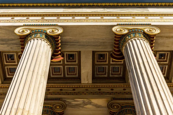 Classical Marble Pillars Detail Facade National Academy Athens Greece — Stock Photo, Image