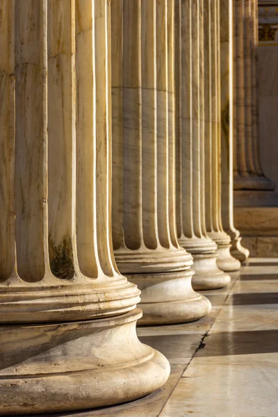 Classical Marble Pillars Detail Facade National Academy Athens Greece Stock Photo